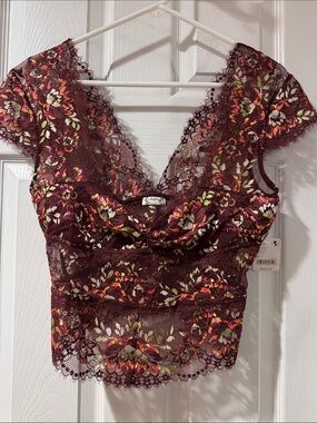 Free People Plum Lace Floral Bralette